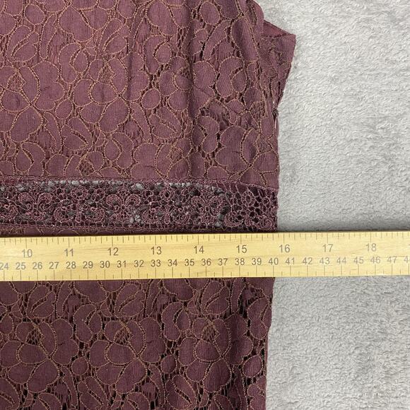 M.S.S.P. Dress Womens 8 Burgundy Floral Lace Overlay Sleeveless Scoop Neck Lined - Picture 10 of 13